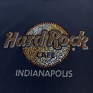 Hard Rock Cafe Indianapolis T-Shirt Bling Logo Womens Size Small Black Bedazzled